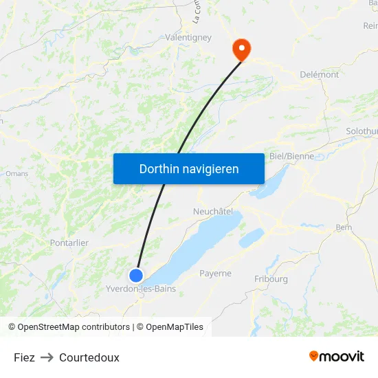 Fiez to Courtedoux map