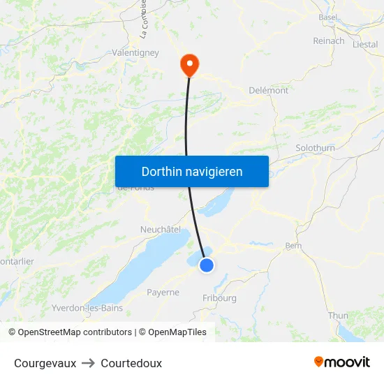 Courgevaux to Courtedoux map