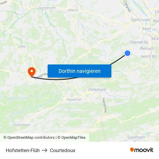 Hofstetten-Flüh to Courtedoux map