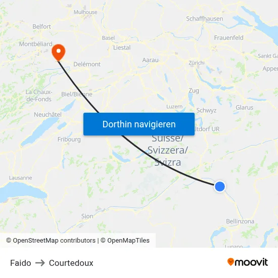 Faido to Courtedoux map