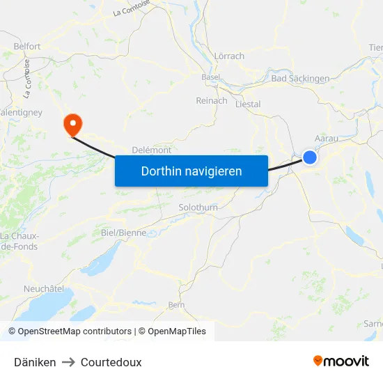 Däniken to Courtedoux map
