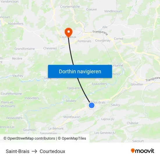 Saint-Brais to Courtedoux map