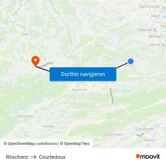 Röschenz to Courtedoux map