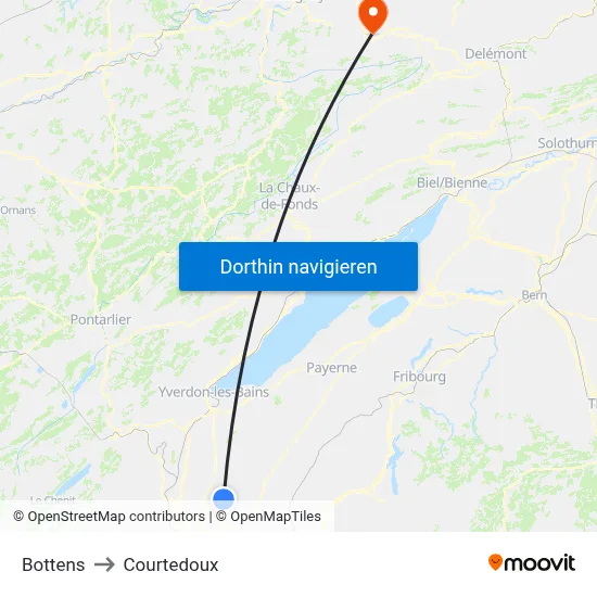 Bottens to Courtedoux map