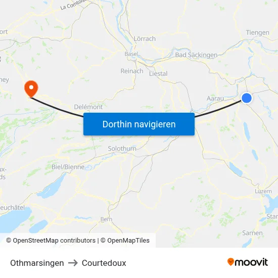 Othmarsingen to Courtedoux map
