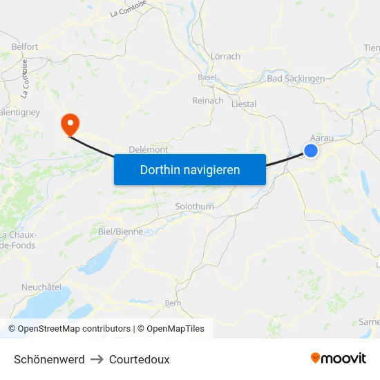 Schönenwerd to Courtedoux map