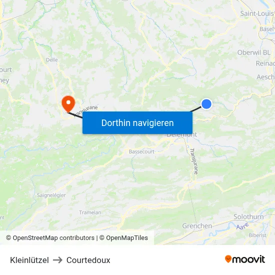 Kleinlützel to Courtedoux map