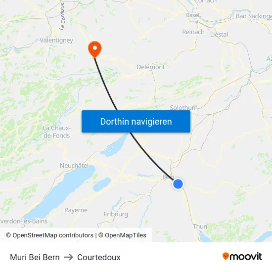 Muri Bei Bern to Courtedoux map