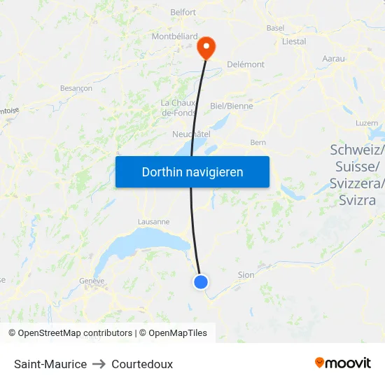 Saint-Maurice to Courtedoux map