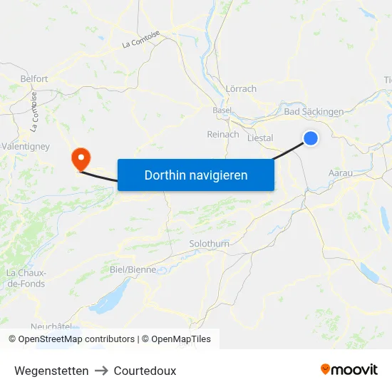 Wegenstetten to Courtedoux map