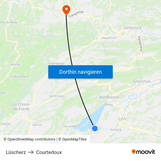Lüscherz to Courtedoux map
