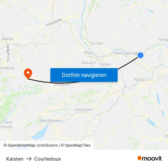 Kaisten to Courtedoux map