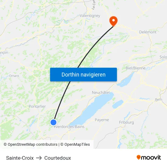 Sainte-Croix to Courtedoux map