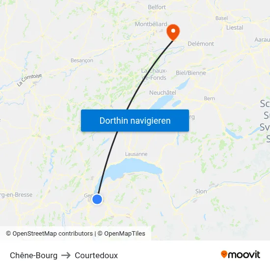 Chêne-Bourg to Courtedoux map