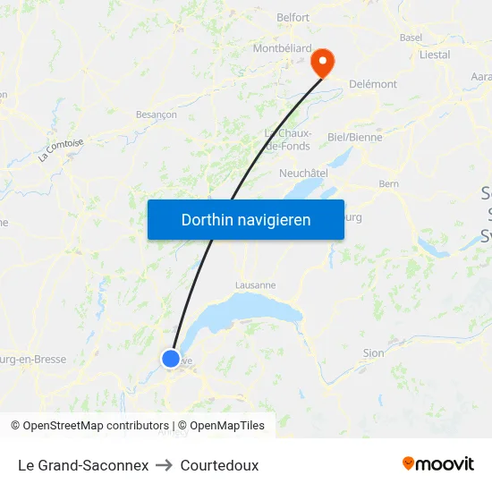 Le Grand-Saconnex to Courtedoux map