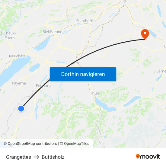 Grangettes to Buttisholz map