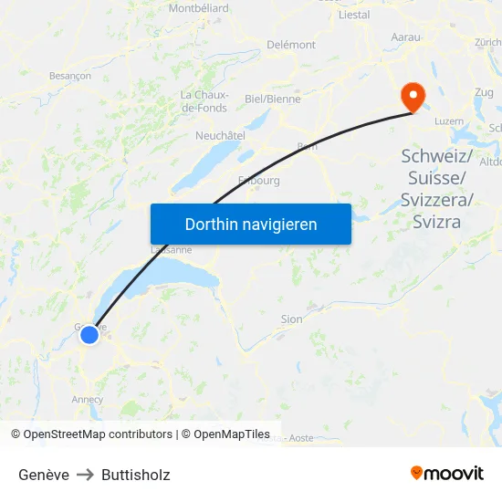 Genève to Buttisholz map