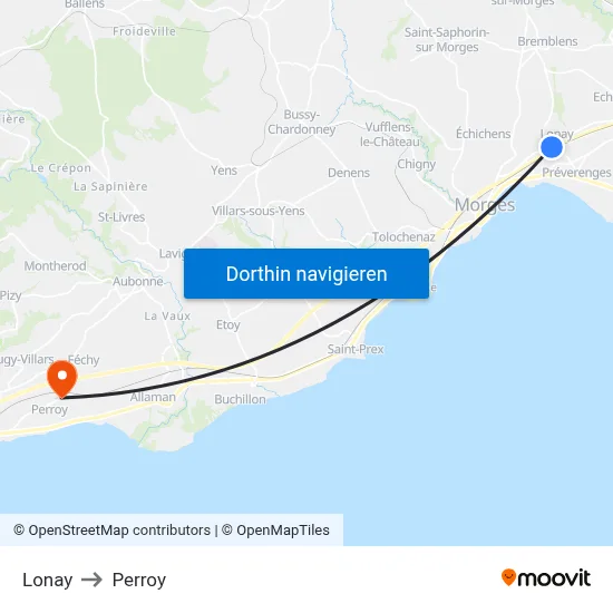 Lonay to Perroy map