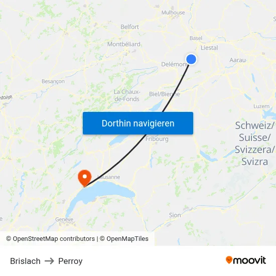 Brislach to Perroy map