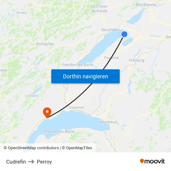 Cudrefin to Perroy map