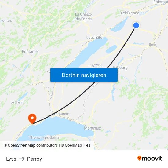 Lyss to Perroy map