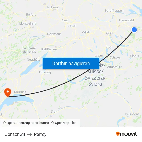 Jonschwil to Perroy map