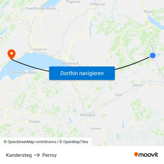 Kandersteg to Perroy map