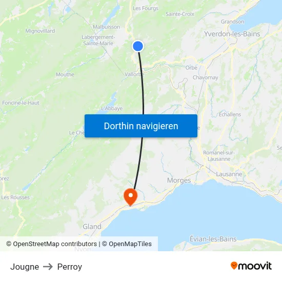 Jougne to Perroy map