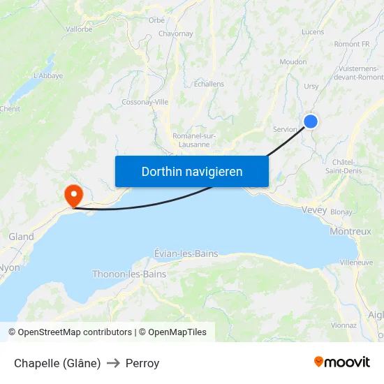 Chapelle (Glâne) to Perroy map