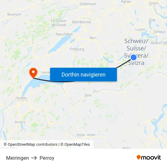 Meiringen to Perroy map