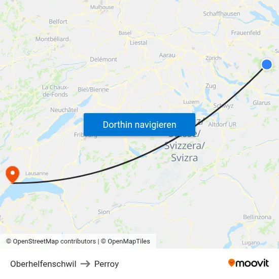 Oberhelfenschwil to Perroy map
