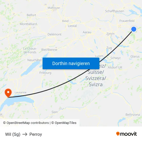 Wil (Sg) to Perroy map