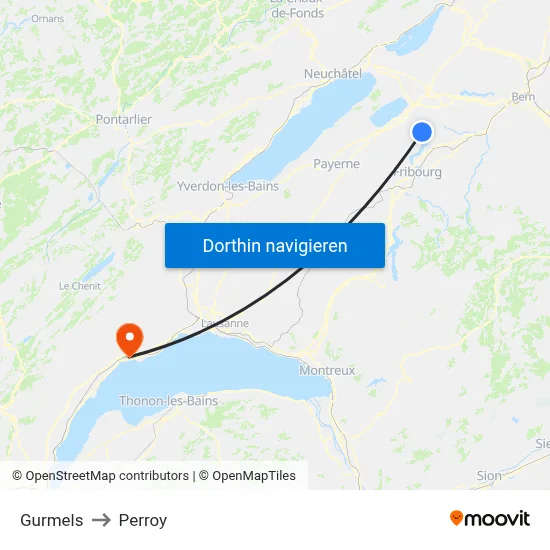 Gurmels to Perroy map