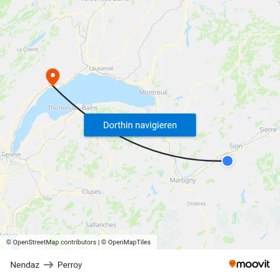 Nendaz to Perroy map