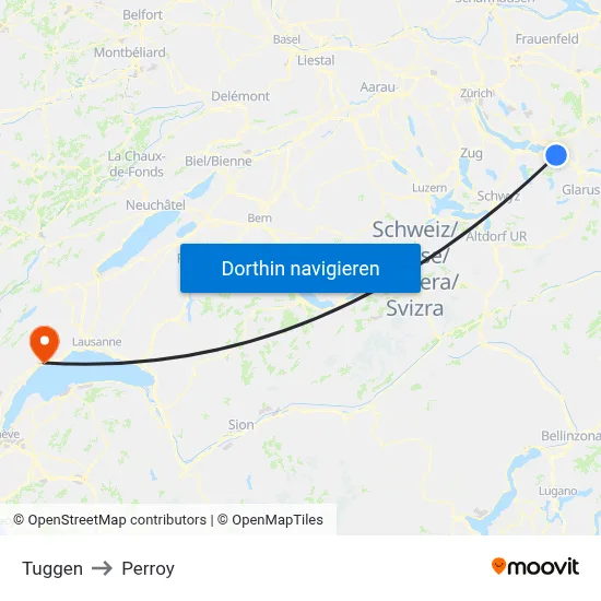 Tuggen to Perroy map
