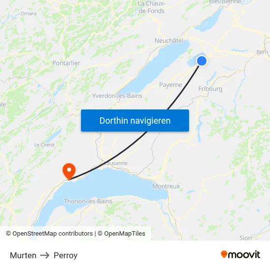 Murten to Perroy map