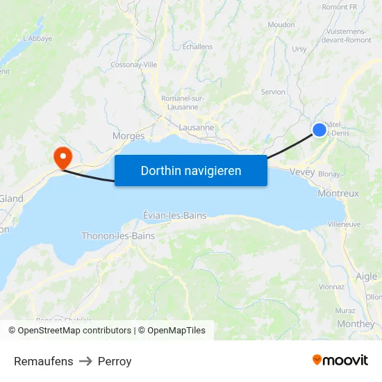 Remaufens to Perroy map