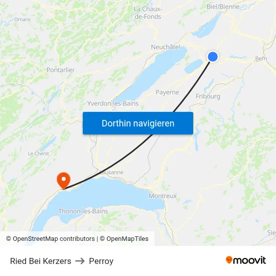 Ried Bei Kerzers to Perroy map