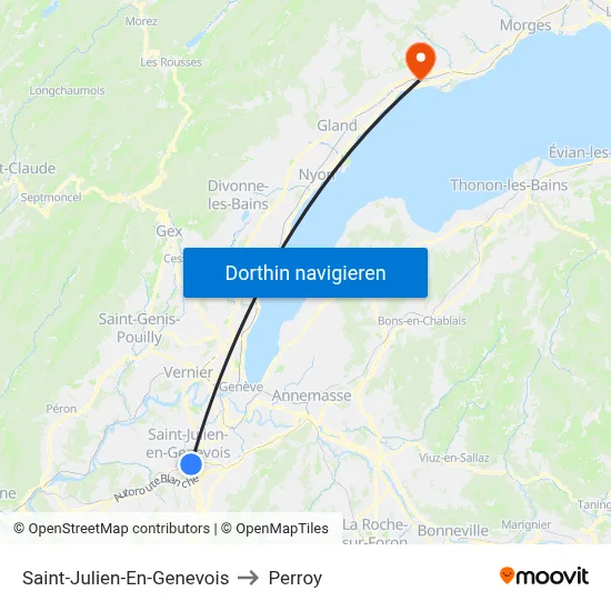 Saint-Julien-En-Genevois to Perroy map