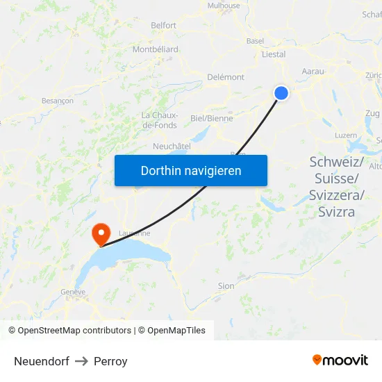 Neuendorf to Perroy map