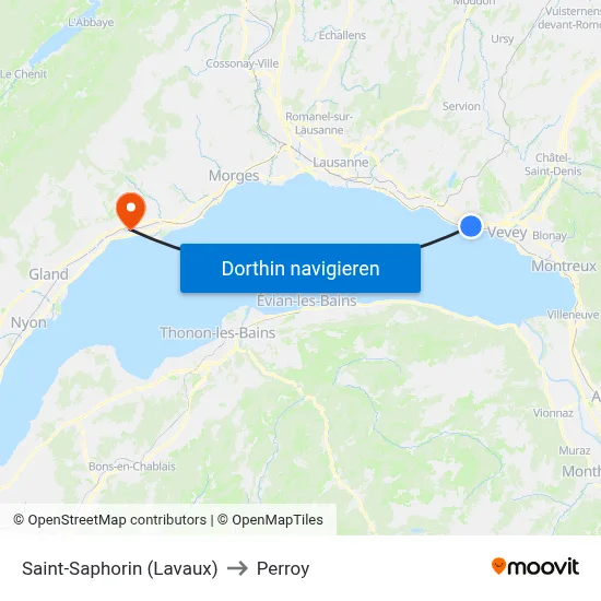 Saint-Saphorin (Lavaux) to Perroy map