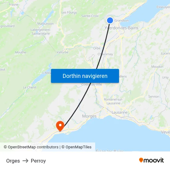 Orges to Perroy map