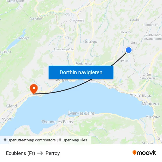 Ecublens (Fr) to Perroy map