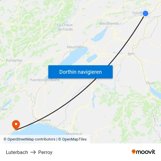 Luterbach to Perroy map