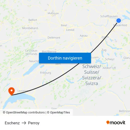 Eschenz to Perroy map