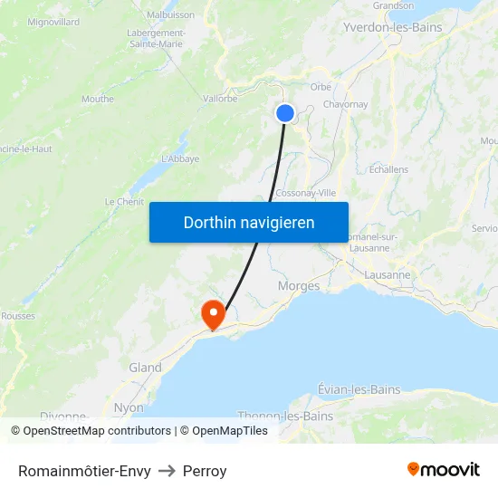 Romainmôtier-Envy to Perroy map