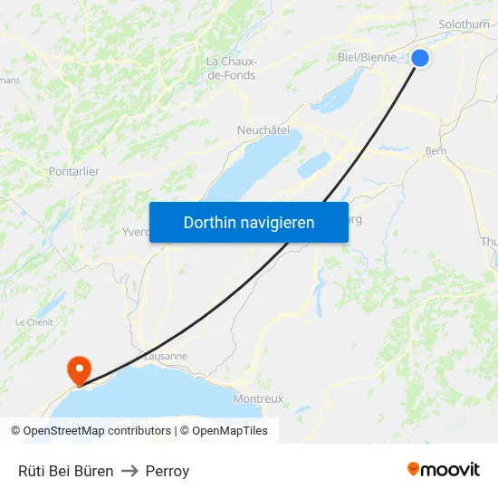 Rüti Bei Büren to Perroy map