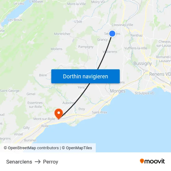 Senarclens to Perroy map