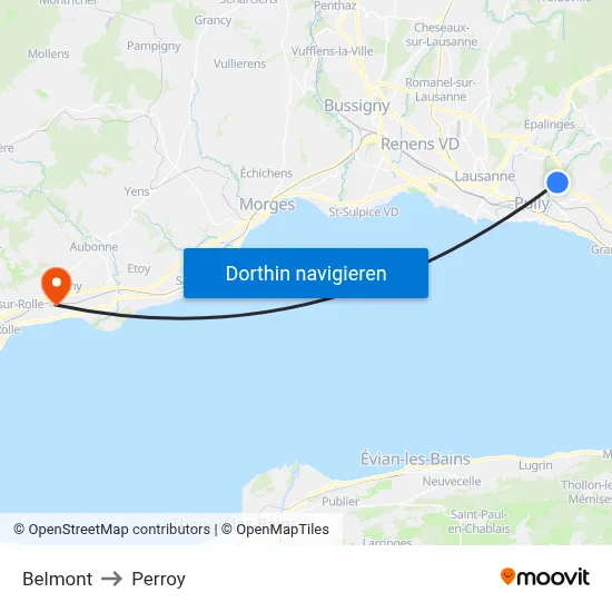 Belmont to Perroy map