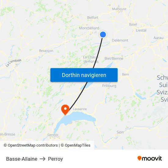 Basse-Allaine to Perroy map